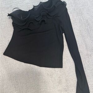 Gianni Bini Elegant Black Ruffle Top